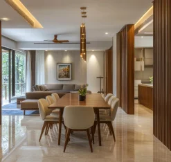 dining room interior Modern open-plan dining and living room interior design