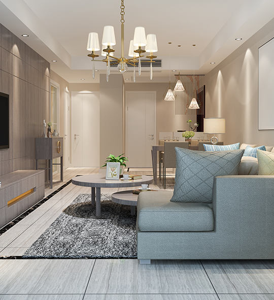 Minimalist home interior living room with neutral tones and cozy furniture