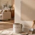 Wall paint colors shown as a warm neutral sample on a living room wall with natural daylight